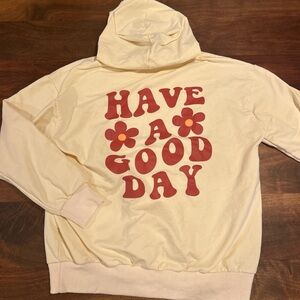 Amazon Cream Hoodie with Red Print